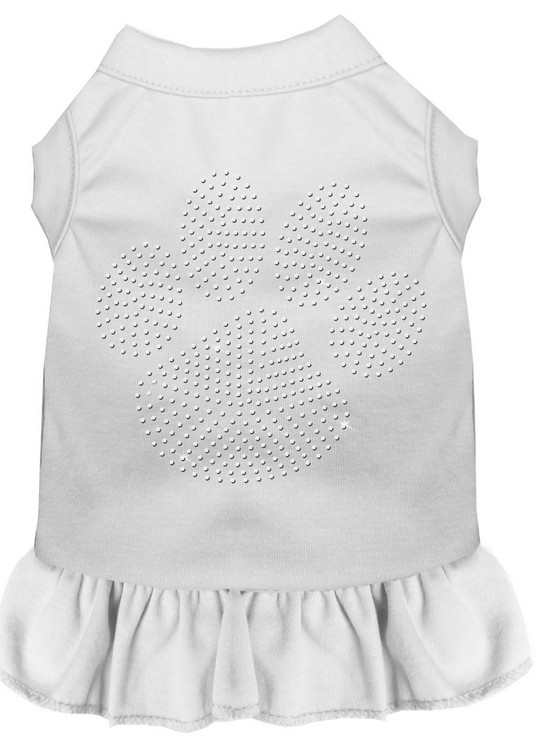 Rhinestone Clear Paw Dress White Sm